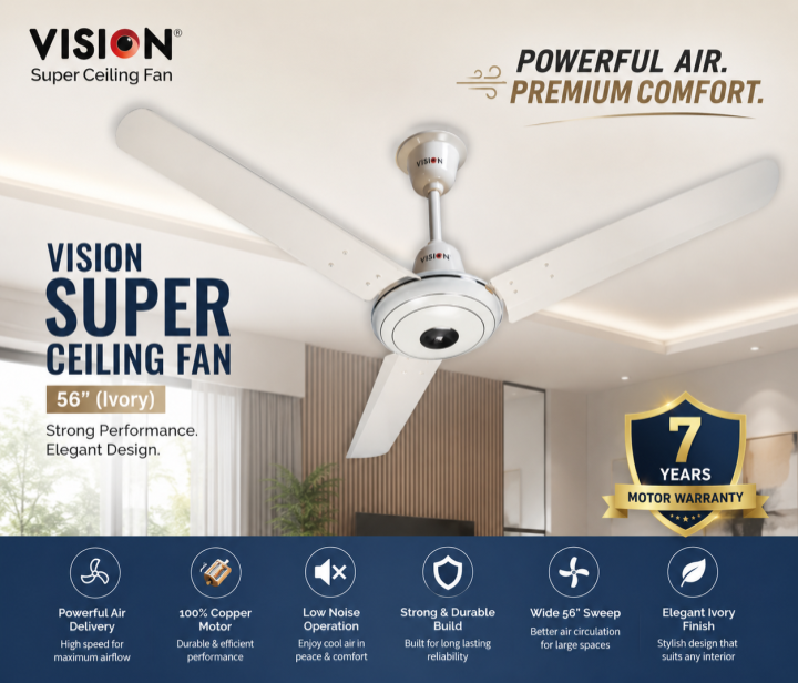 Vision Super Ceiling Fan (off white Ivory) 1400mm 56"