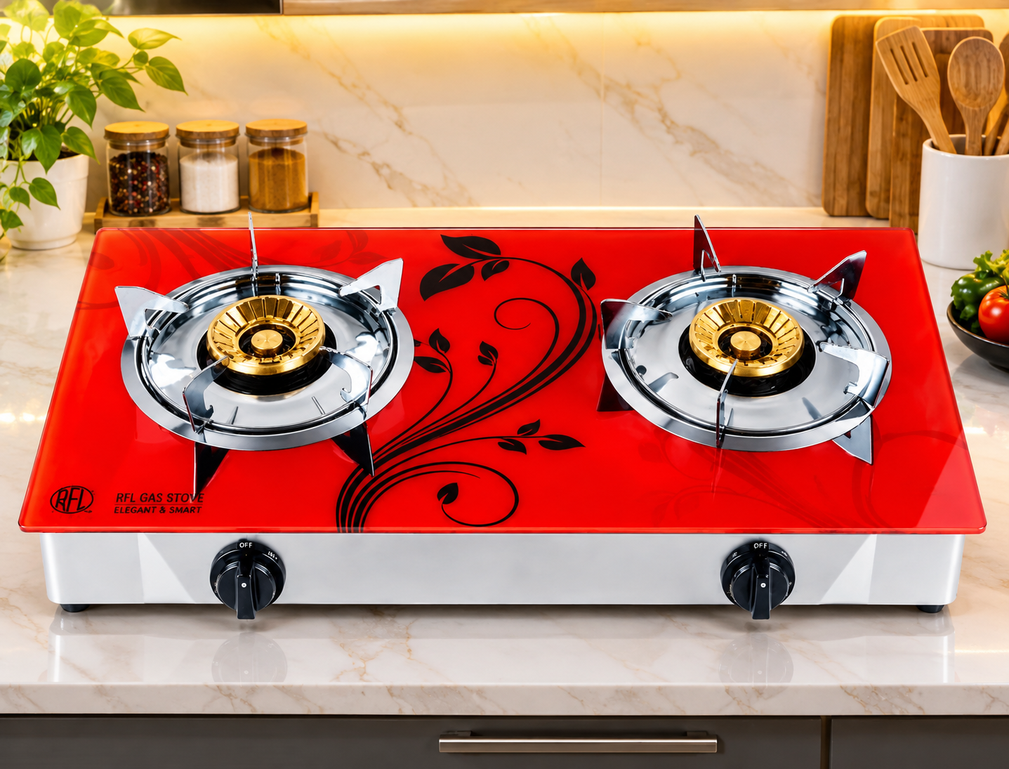 RFL Double Glass Gas Stove Silky (Cylinder Gas)