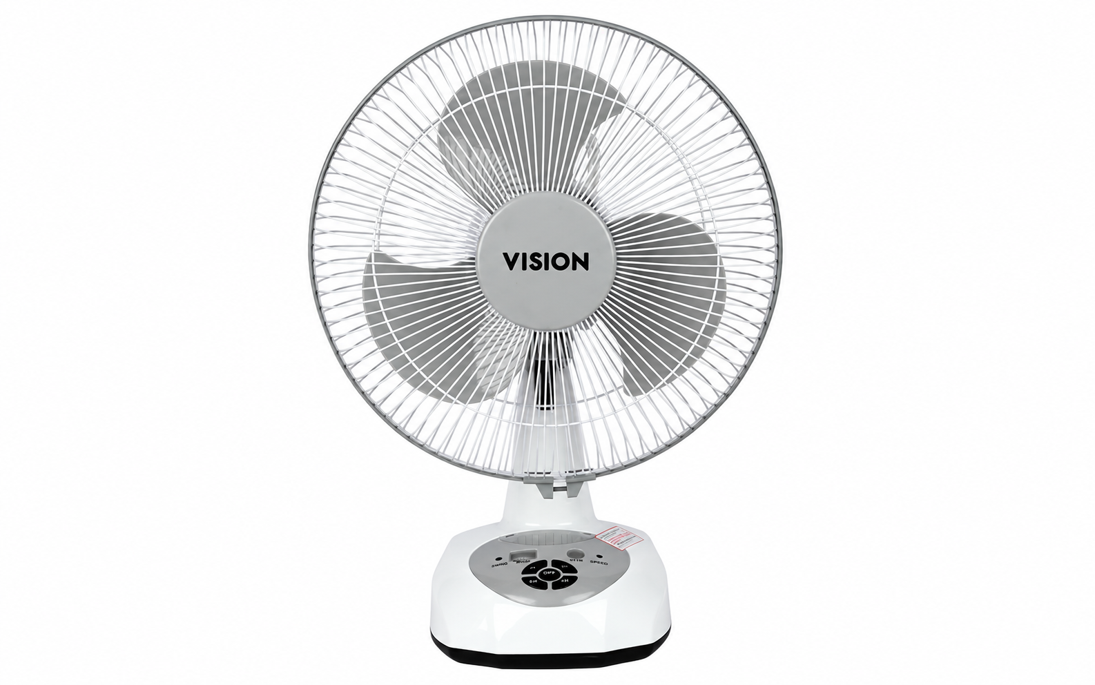 VISION Rechargeable Table Fan 12" White With USB Charger